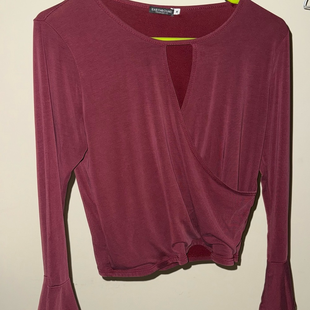 Elegant Burgundy Wrap Top